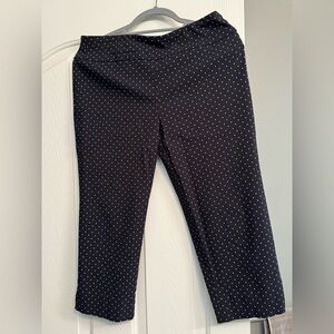 NWOT Petite 12 Zac and Rachel Black with white Polka Dot crop pants